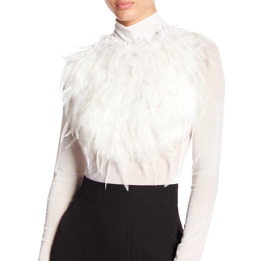 NEW Garcia sheer feather top blouse size s